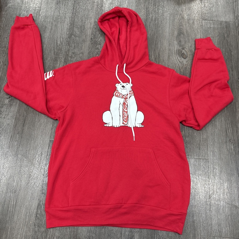 Coca-Cola Bella Canvas Polar Bear Red Hoodie Sweatshirt Medium